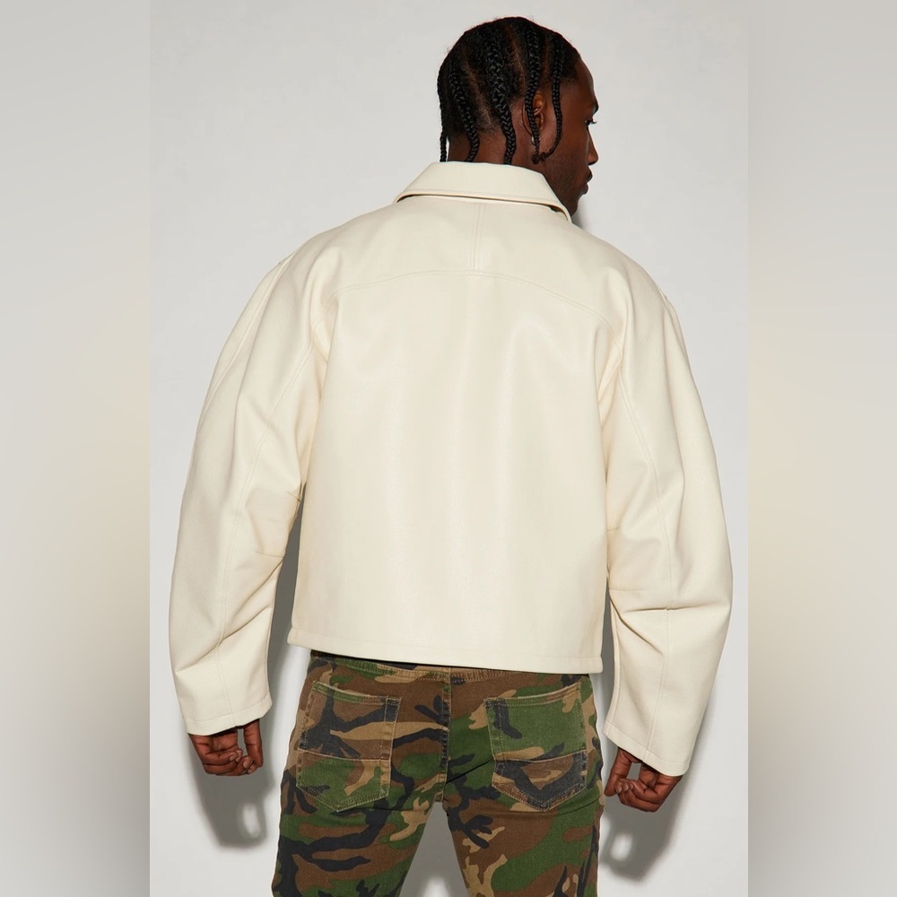 Men's Fashion Nova Beige Zip-Up Jacket - Picture 4 of 10